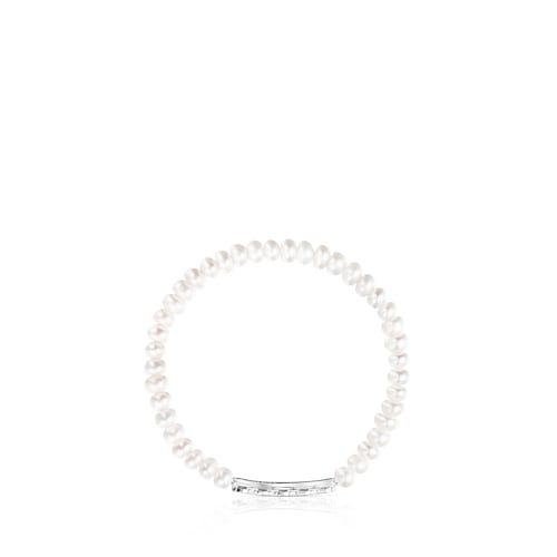 Silver Straight Bracelet with Pearls