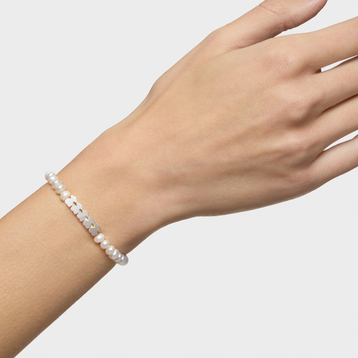 Pulsera de plata y perlas Straight