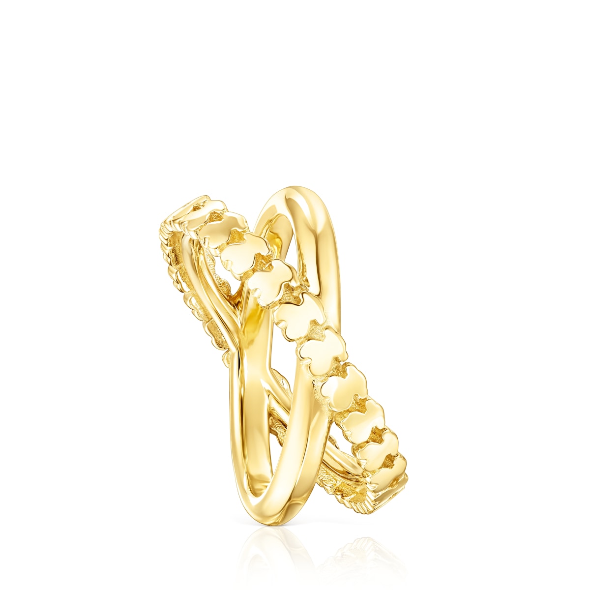 Tous - Anillo Cruz Con Baño De Oro 18 Kt Sobre Plata Straight Talla 14