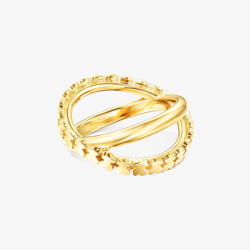 Anillo cruz con ba&ntilde;o de oro 18 kt sobre plata Straight