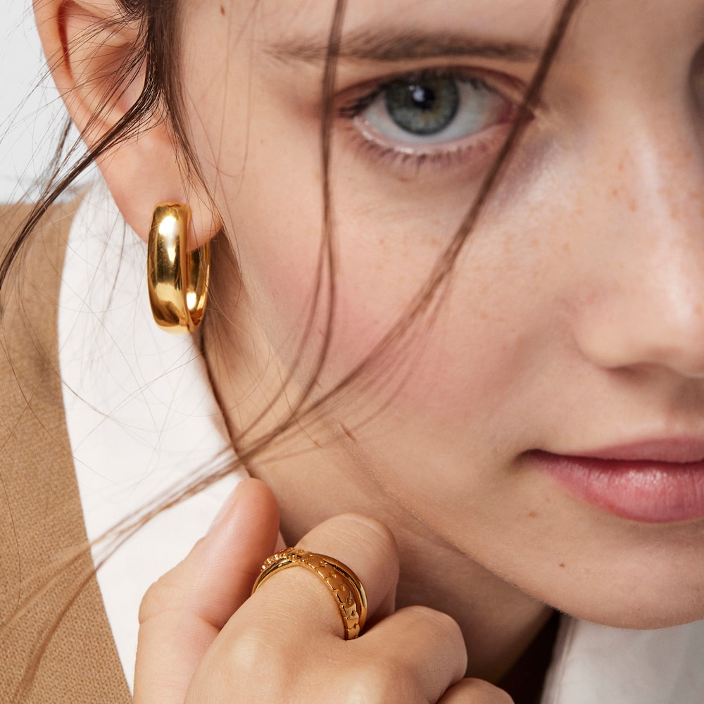 Anillo cruz con ba&ntilde;o de oro 18 kt sobre plata Straight