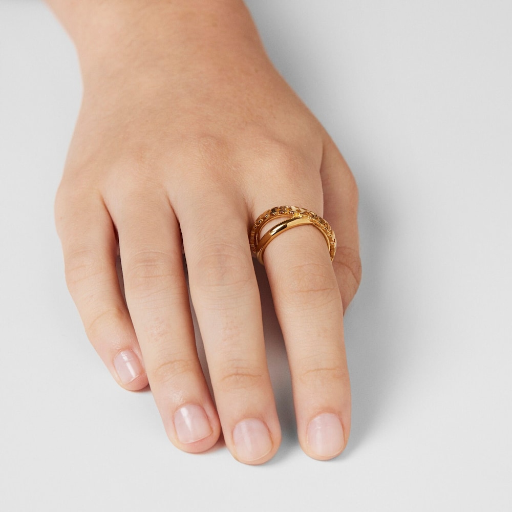 Anillo cruz con ba&ntilde;o de oro 18 kt sobre plata Straight