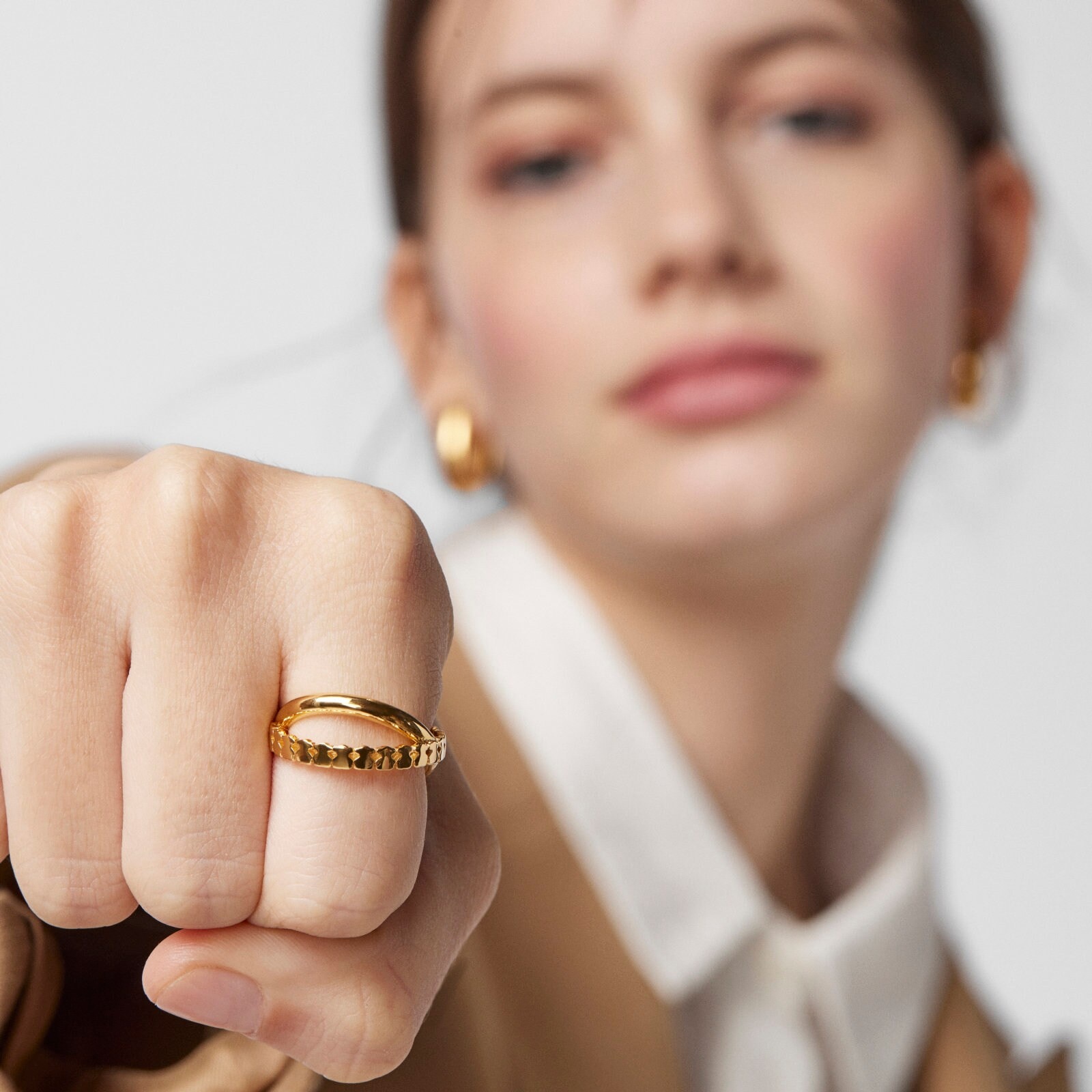 18K gold vermeil Straight cross Ring