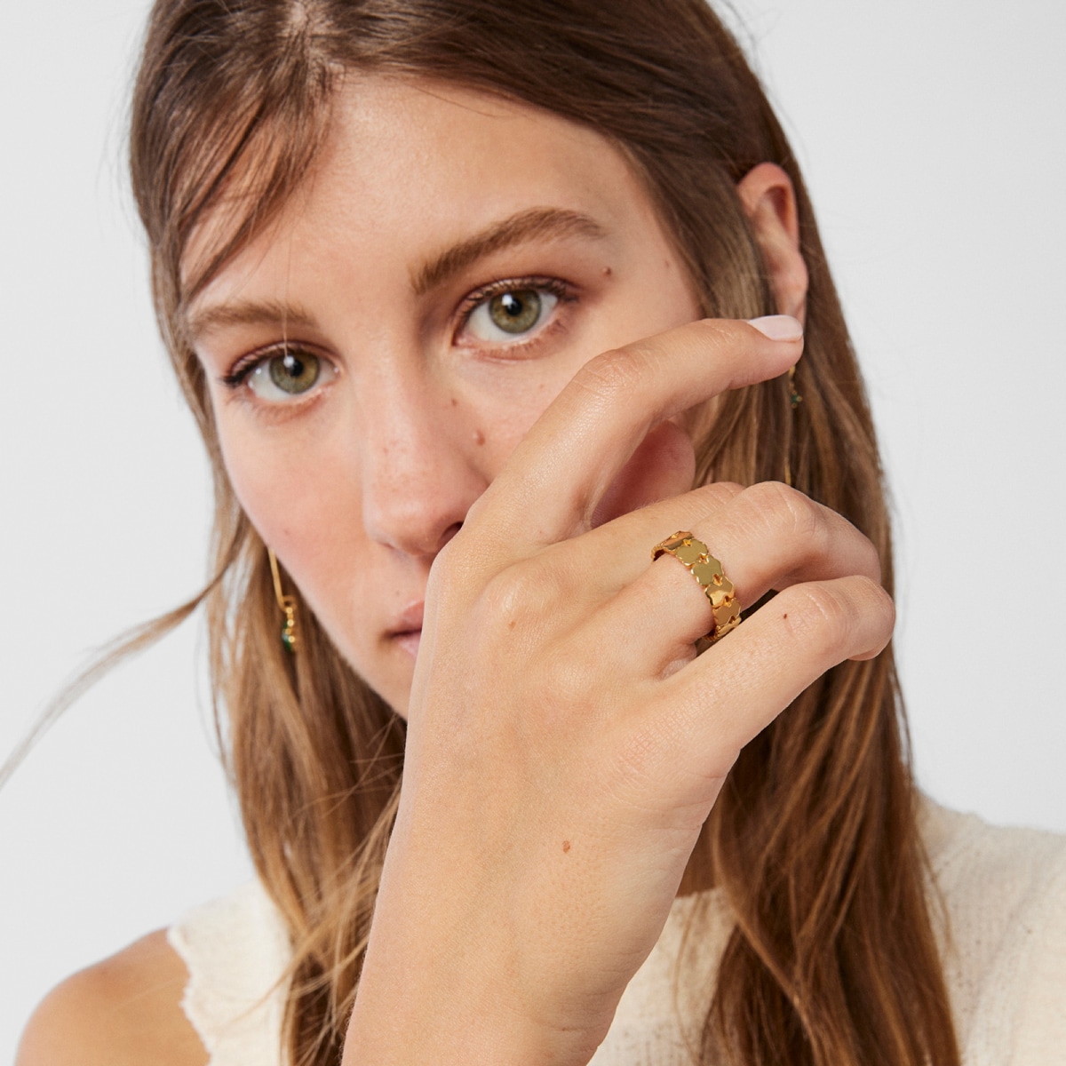 Anillo aro con baño de oro 18 kt sobre plata Straight