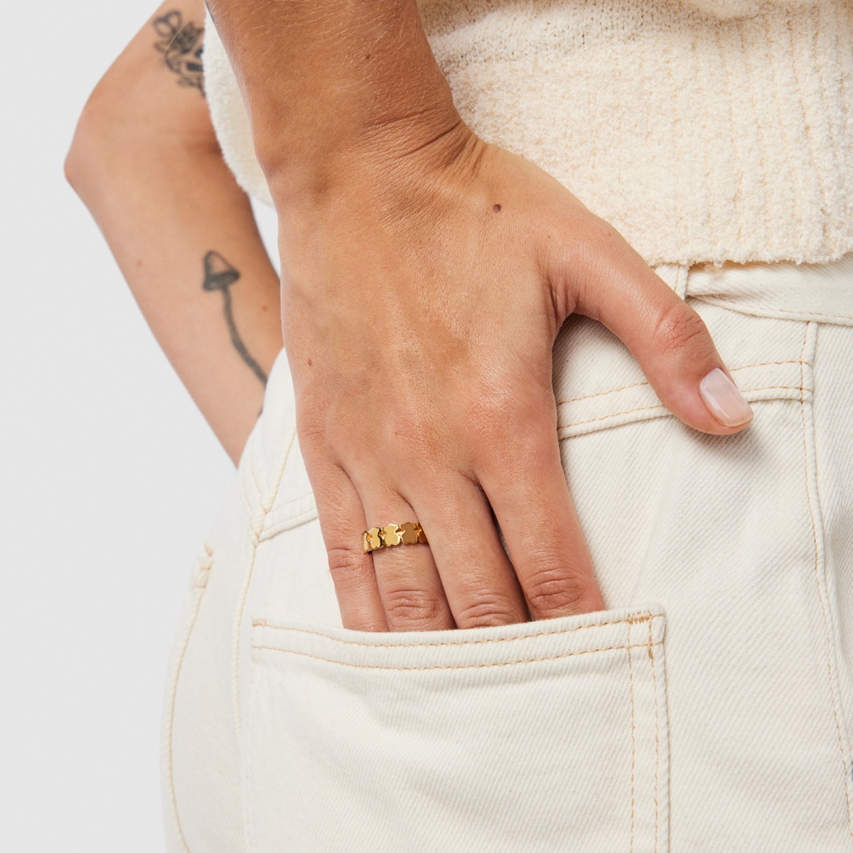 Anillo aro con baño de oro 18 kt sobre plata Straight