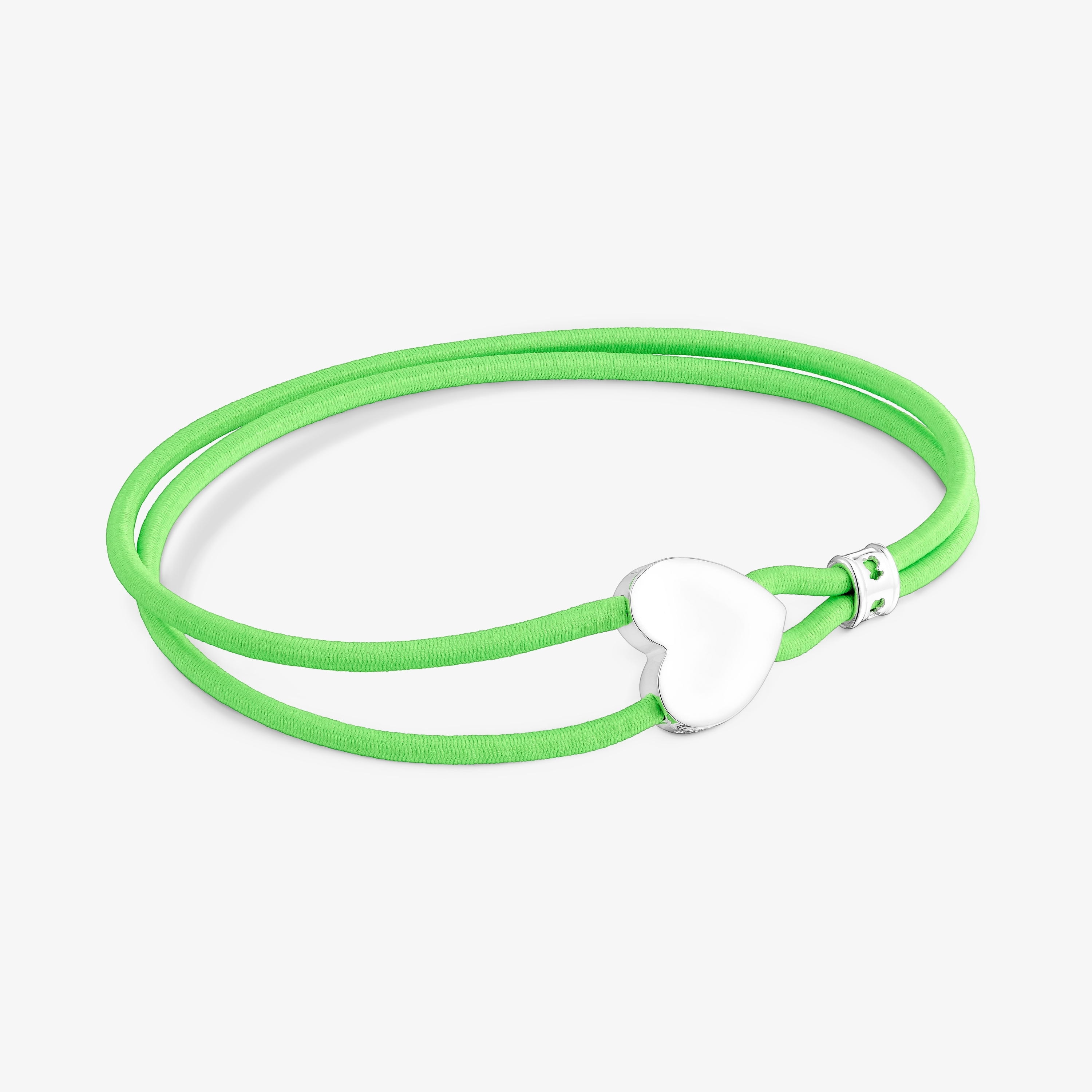 Pistachio-colored Elastic bracelet with silver heart Sweet Dolls