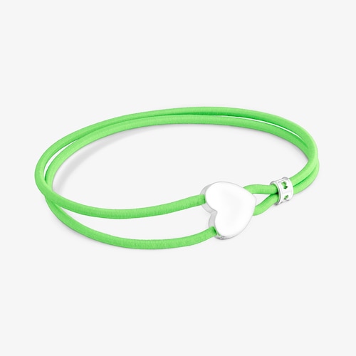 Pulseira el&aacute;stica pistacho com cora&ccedil;&atilde;o em prata Sweet Dolls image number 0