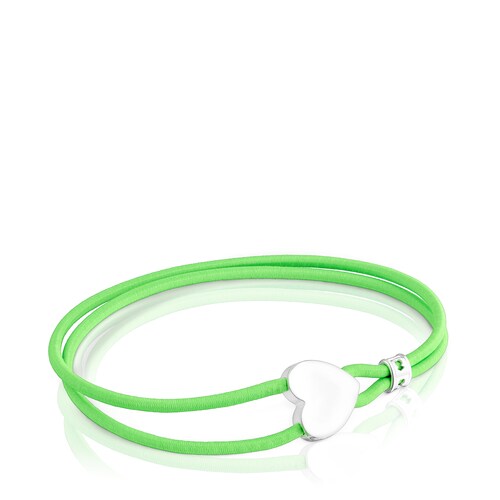 Pulsera elástica pistacho con corazón de plata Sweet Dolls image number 0