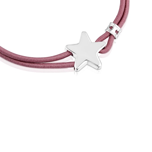 Pulseira el&aacute;stica bordeaux com estrela em prata Sweet Dolls
