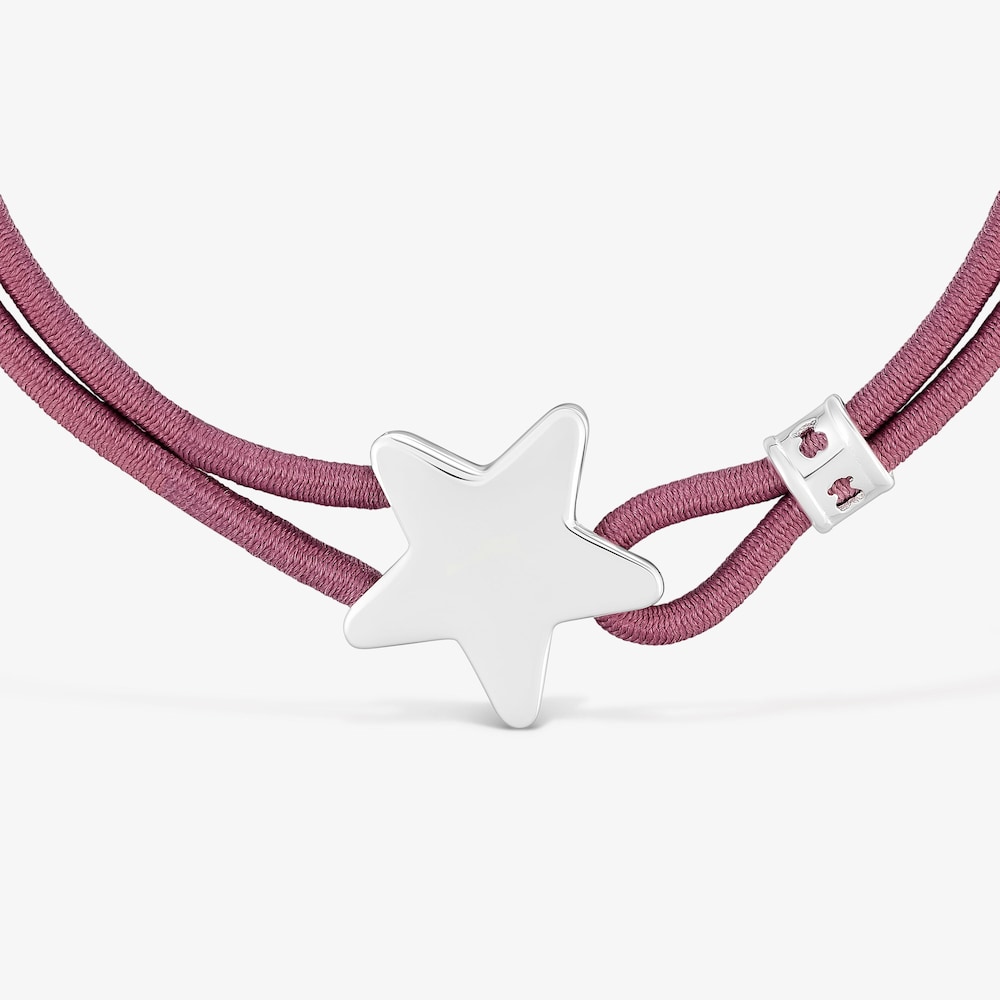 Pulsera el&aacute;stica burdeos con estrella de plata Sweet Dolls