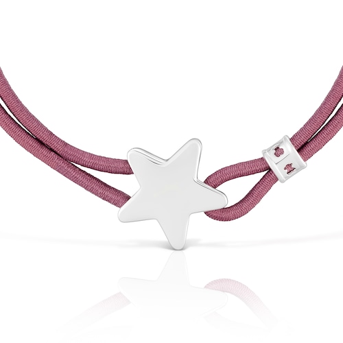 Pulseira el&aacute;stica bordeaux com estrela em prata Sweet Dolls