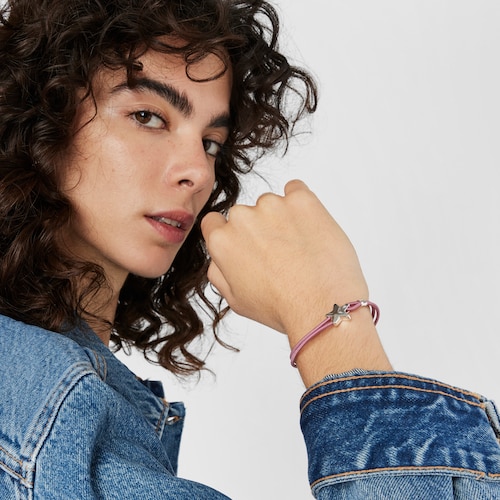 Pulseira el&aacute;stica bordeaux com estrela em prata Sweet Dolls
