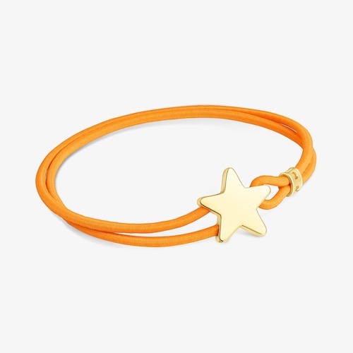 Pulsera el&aacute;stica naranja con estrella con ba&ntilde;o de oro 18 kt sobre plata Sweet Dolls