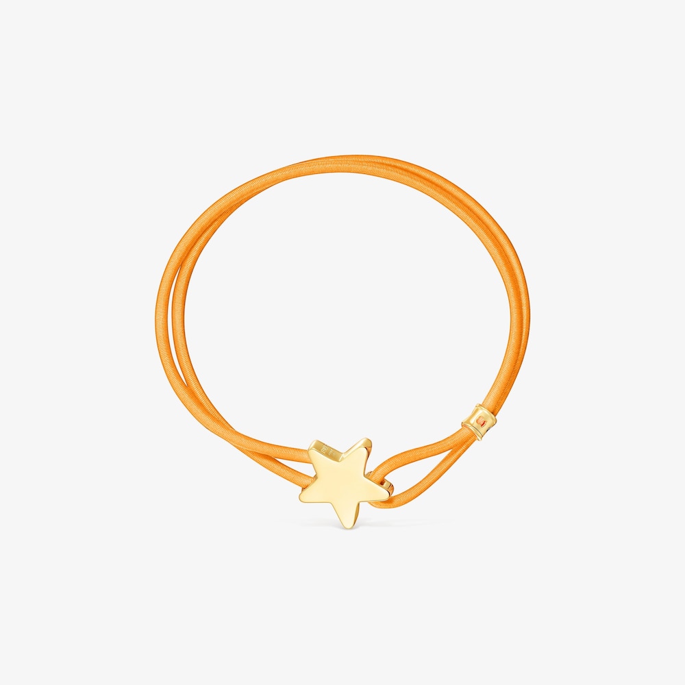 Pulsera el&aacute;stica naranja con estrella con ba&ntilde;o de oro 18 kt sobre plata Sweet Dolls