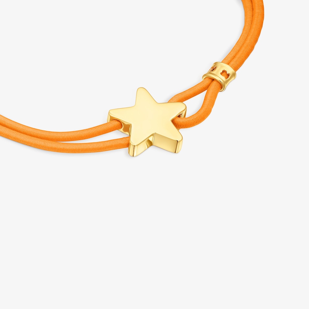 Pulsera el&aacute;stica naranja con estrella con ba&ntilde;o de oro 18 kt sobre plata Sweet Dolls