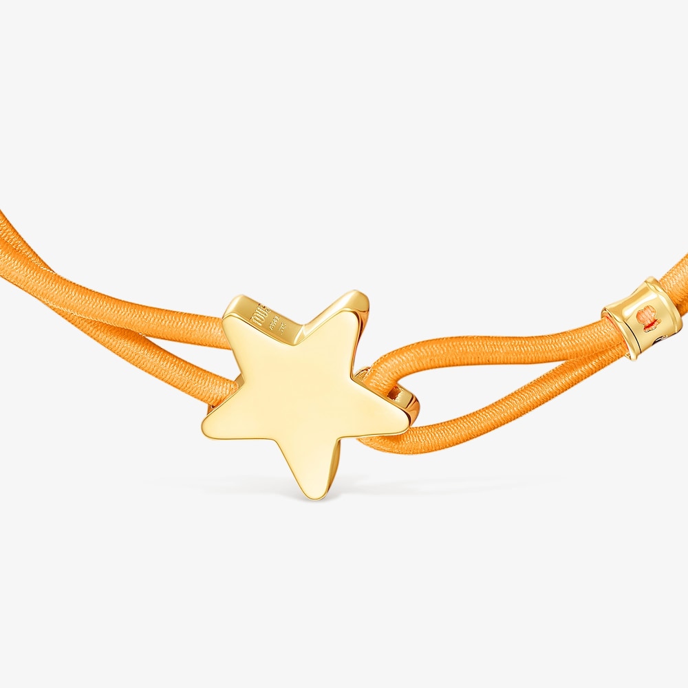 Pulsera el&aacute;stica naranja con estrella con ba&ntilde;o de oro 18 kt sobre plata Sweet Dolls