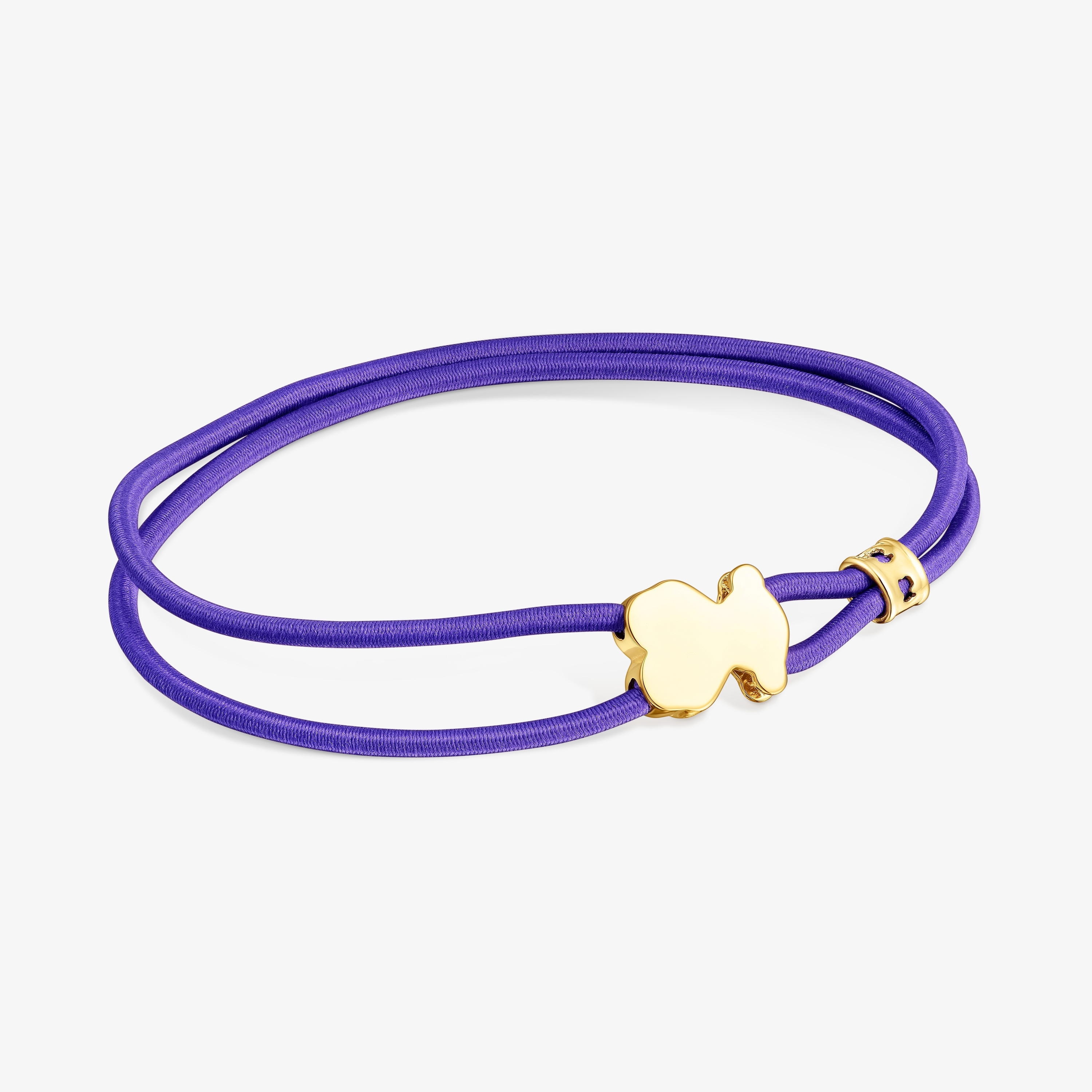 Lilac-colored Elastic bracelet with silver vermeil bear Sweet Dolls