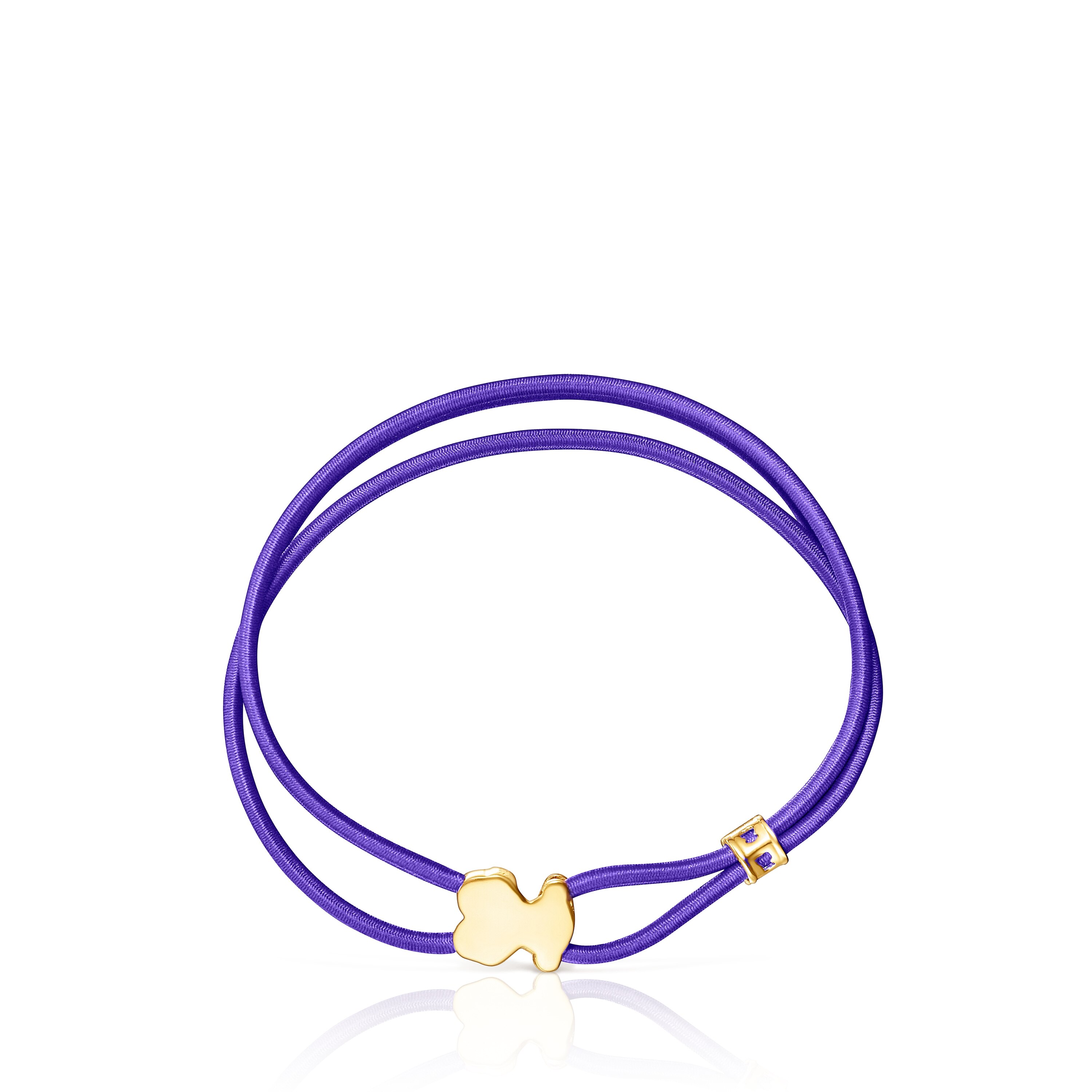 Lilac-colored Elastic bracelet with silver vermeil bear Sweet Dolls