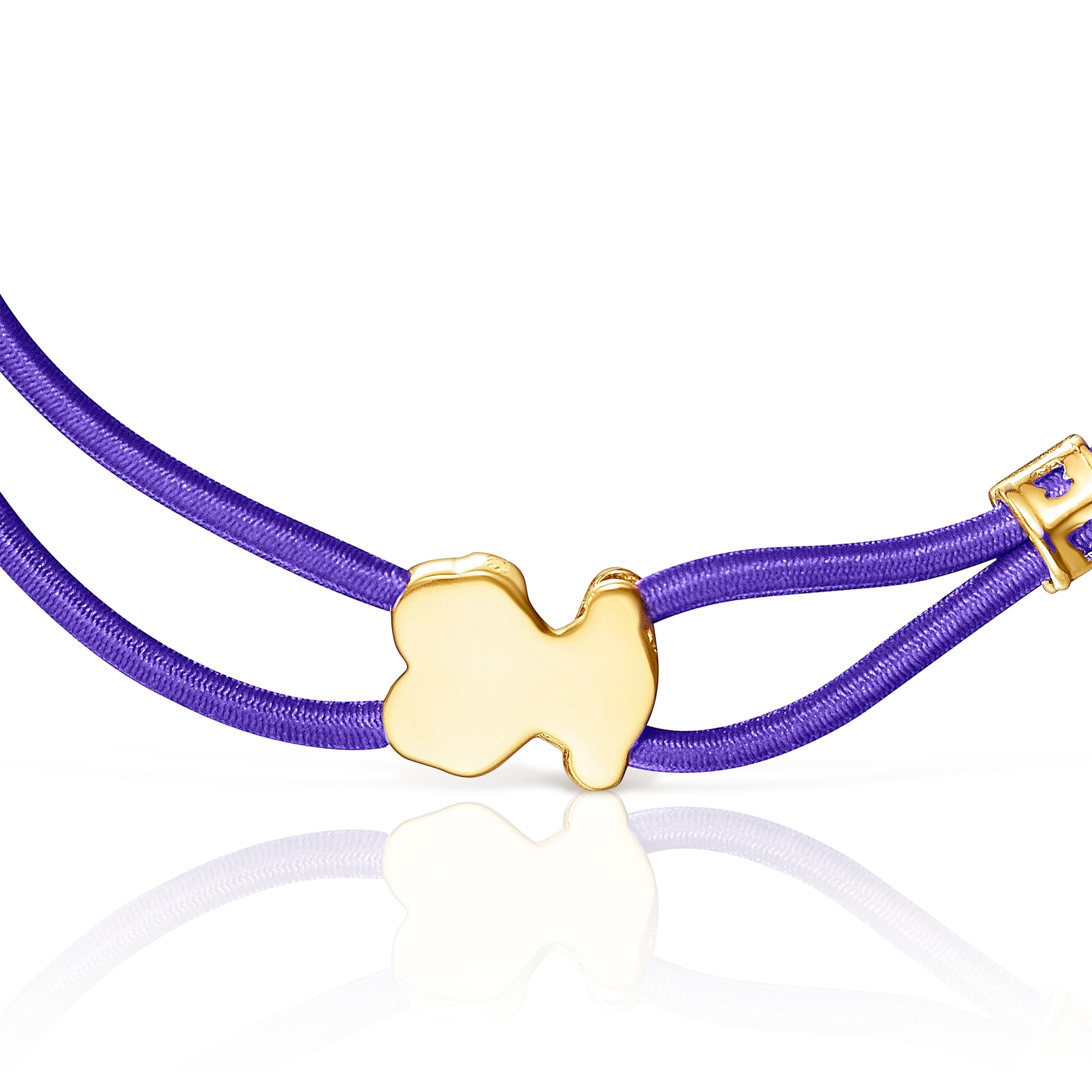 Lilac-colored Elastic bracelet with silver vermeil bear Sweet Dolls