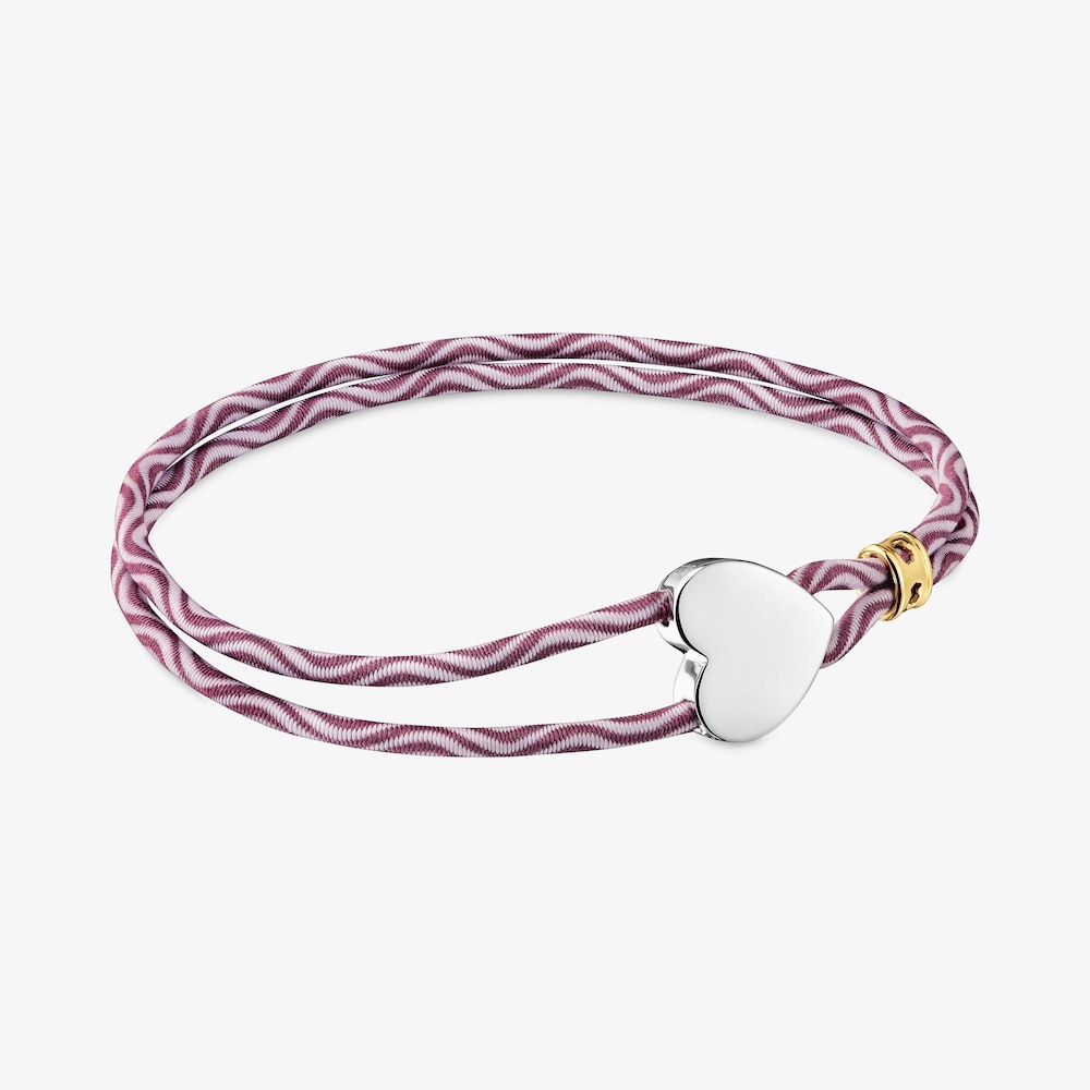 Pulsera el&aacute;stica burdeos con coraz&oacute;n de plata Sweet Dolls