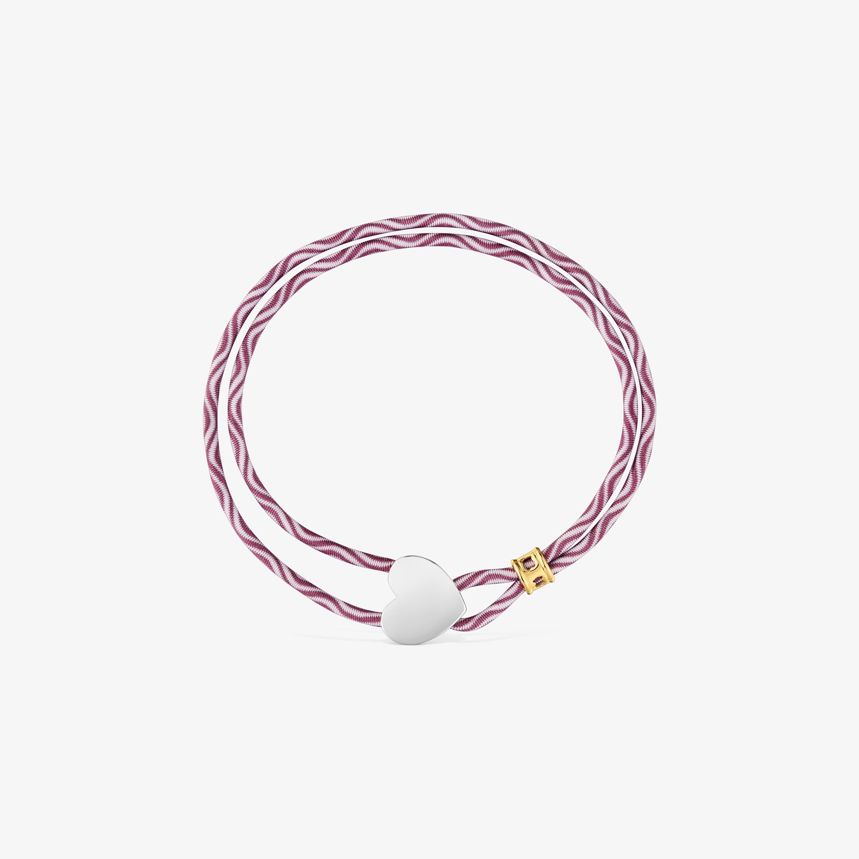 Burgundy elastic Bracelet with silver heart Sweet Dolls