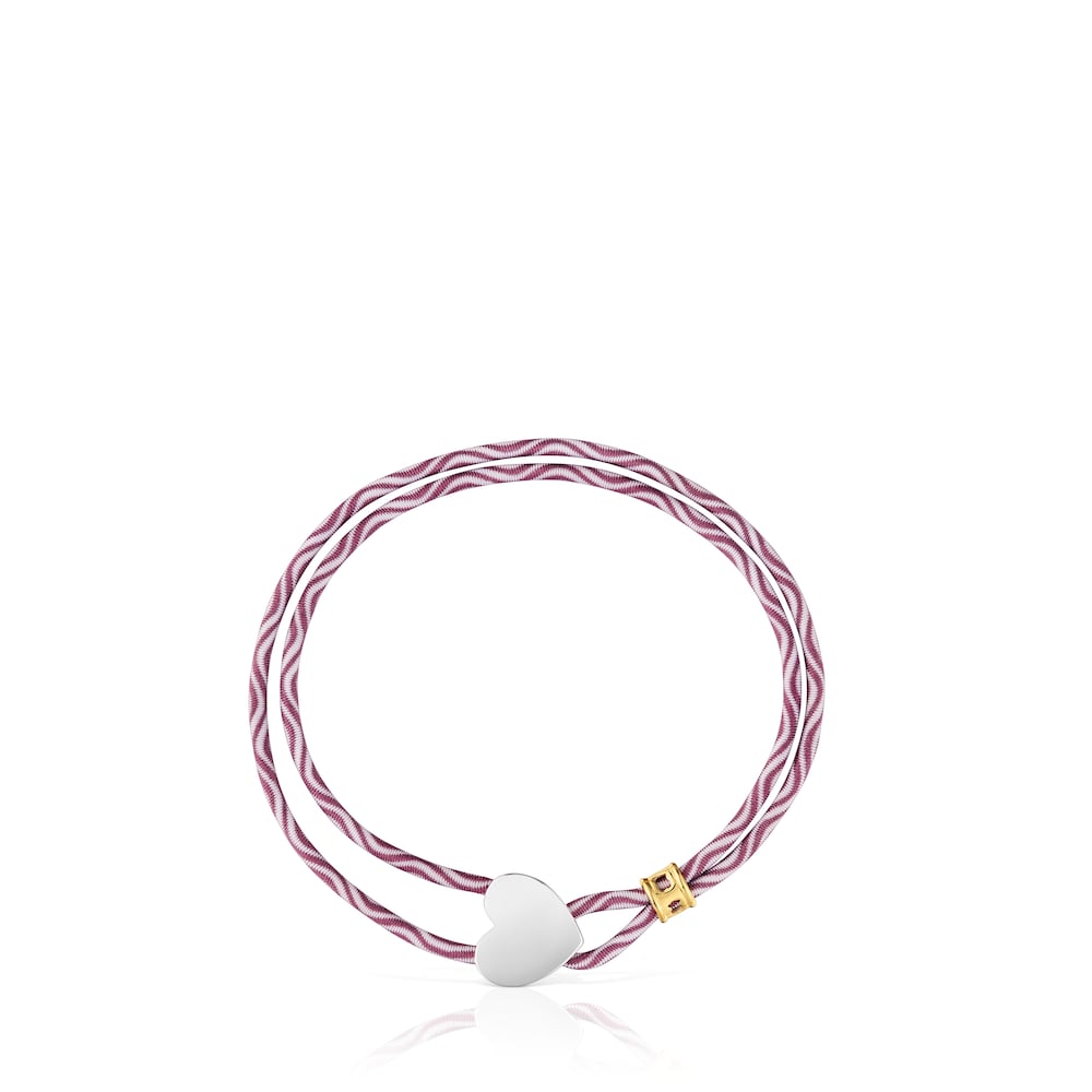 Burgundy elastic Bracelet with silver heart Sweet Dolls