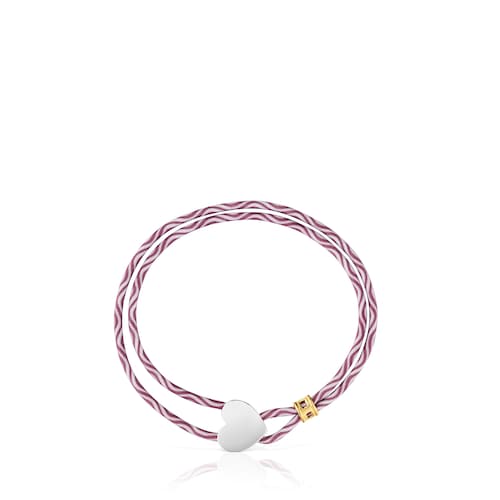 Pulsera elástica burdeos con corazón de plata Sweet Dolls