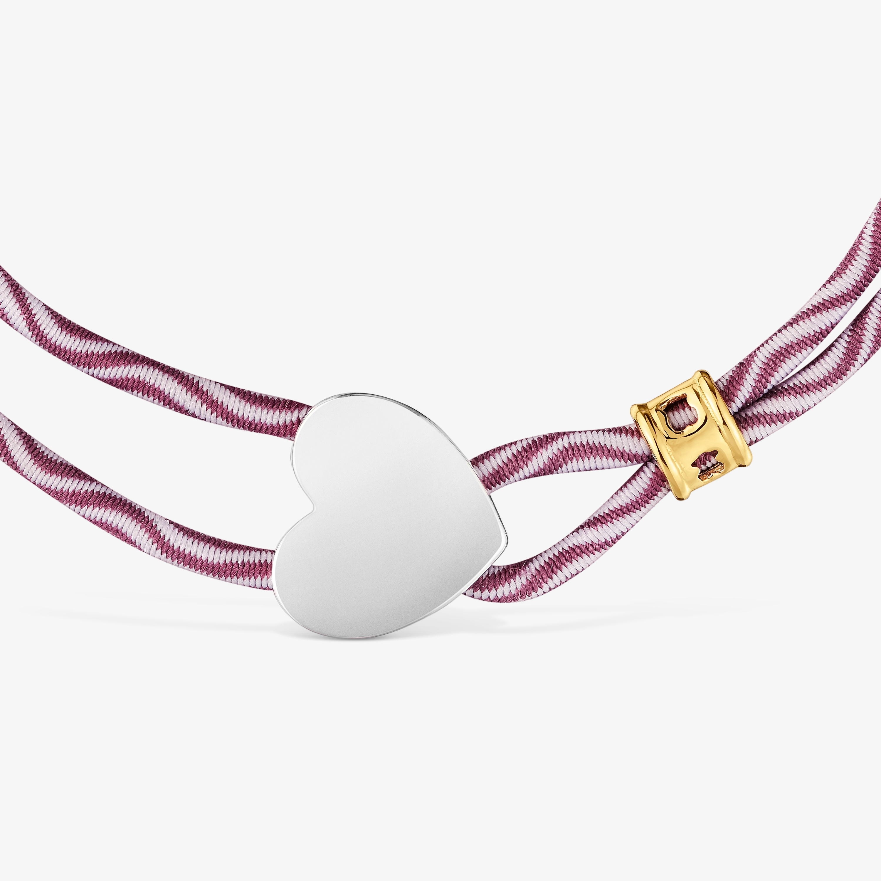 Burgundy elastic Bracelet with silver heart Sweet Dolls