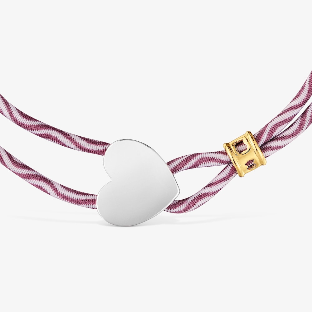 Pulsera el&aacute;stica burdeos con coraz&oacute;n de plata Sweet Dolls