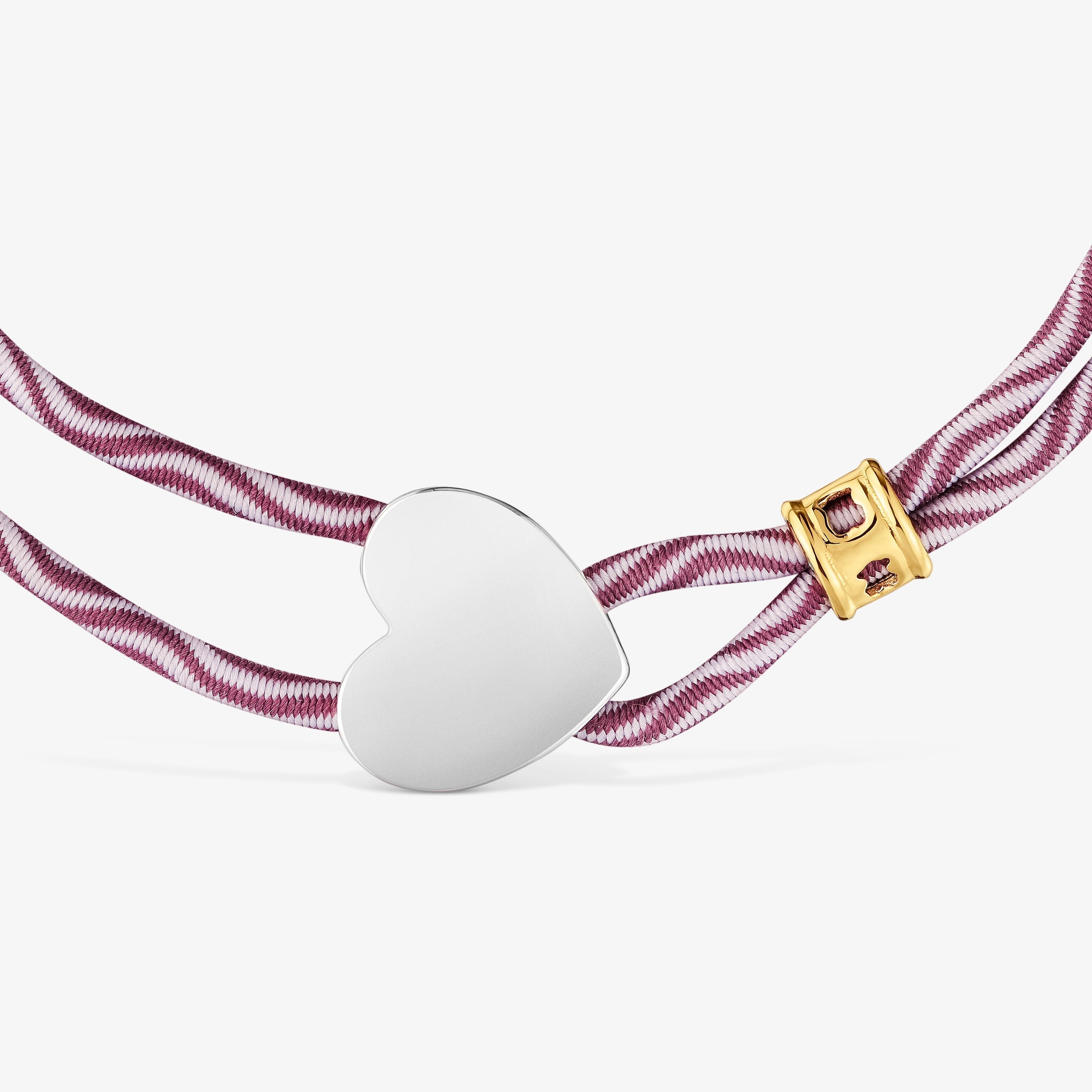 Burgundy elastic Bracelet with silver heart Sweet Dolls