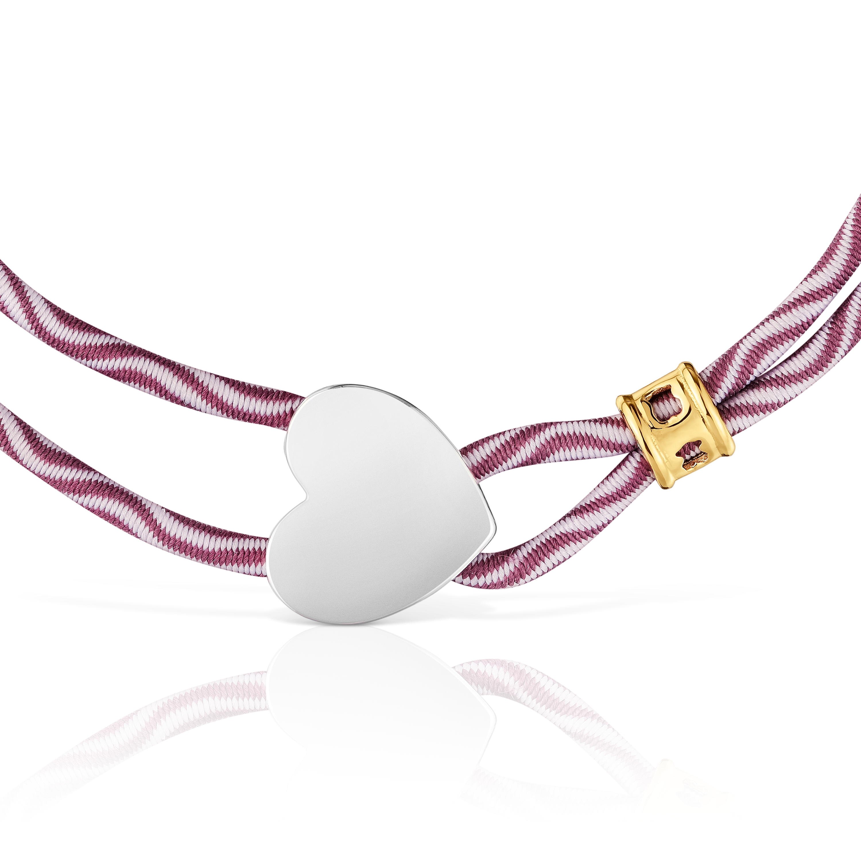 Burgundy elastic Bracelet with silver heart Sweet Dolls
