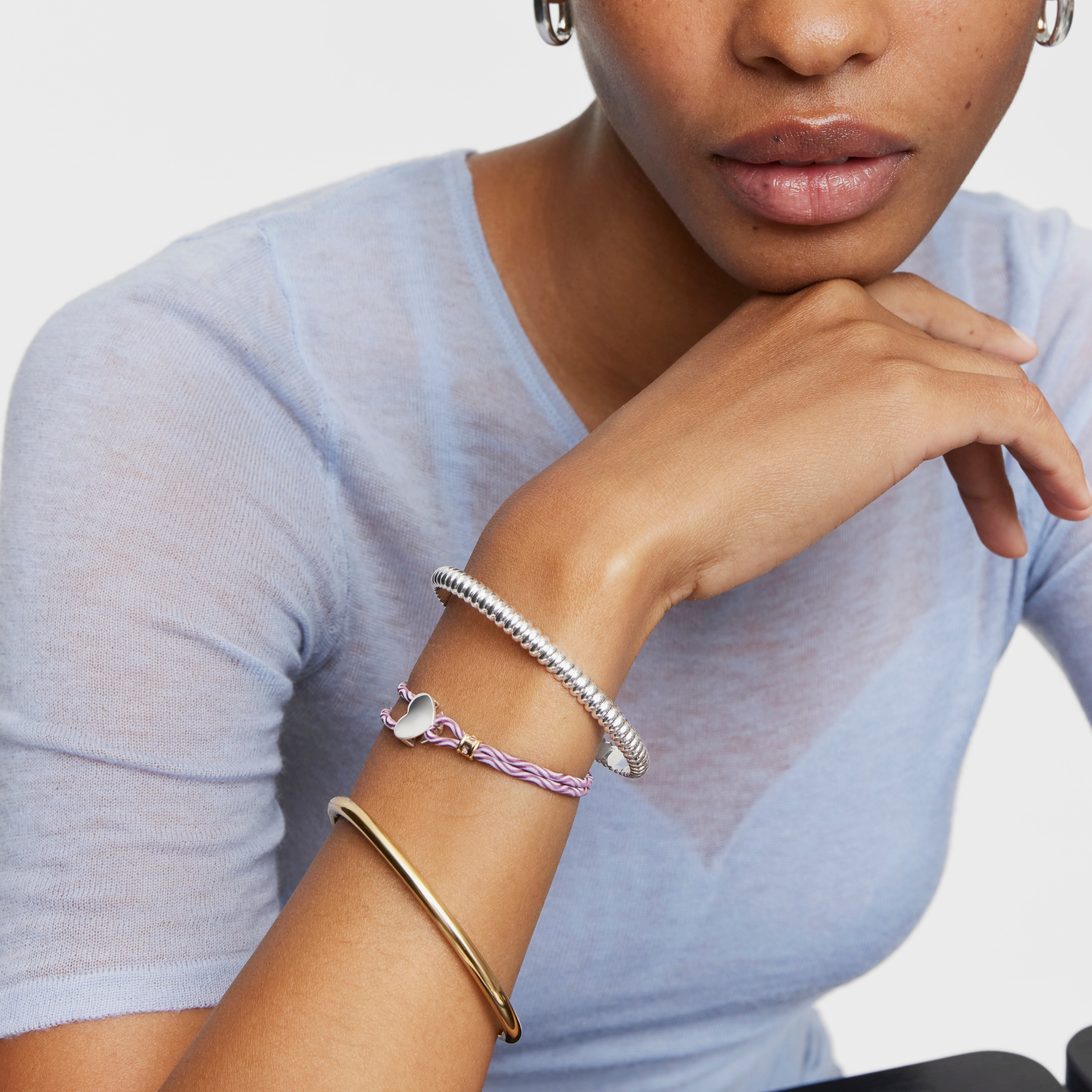 Burgundy elastic Bracelet with silver heart Sweet Dolls