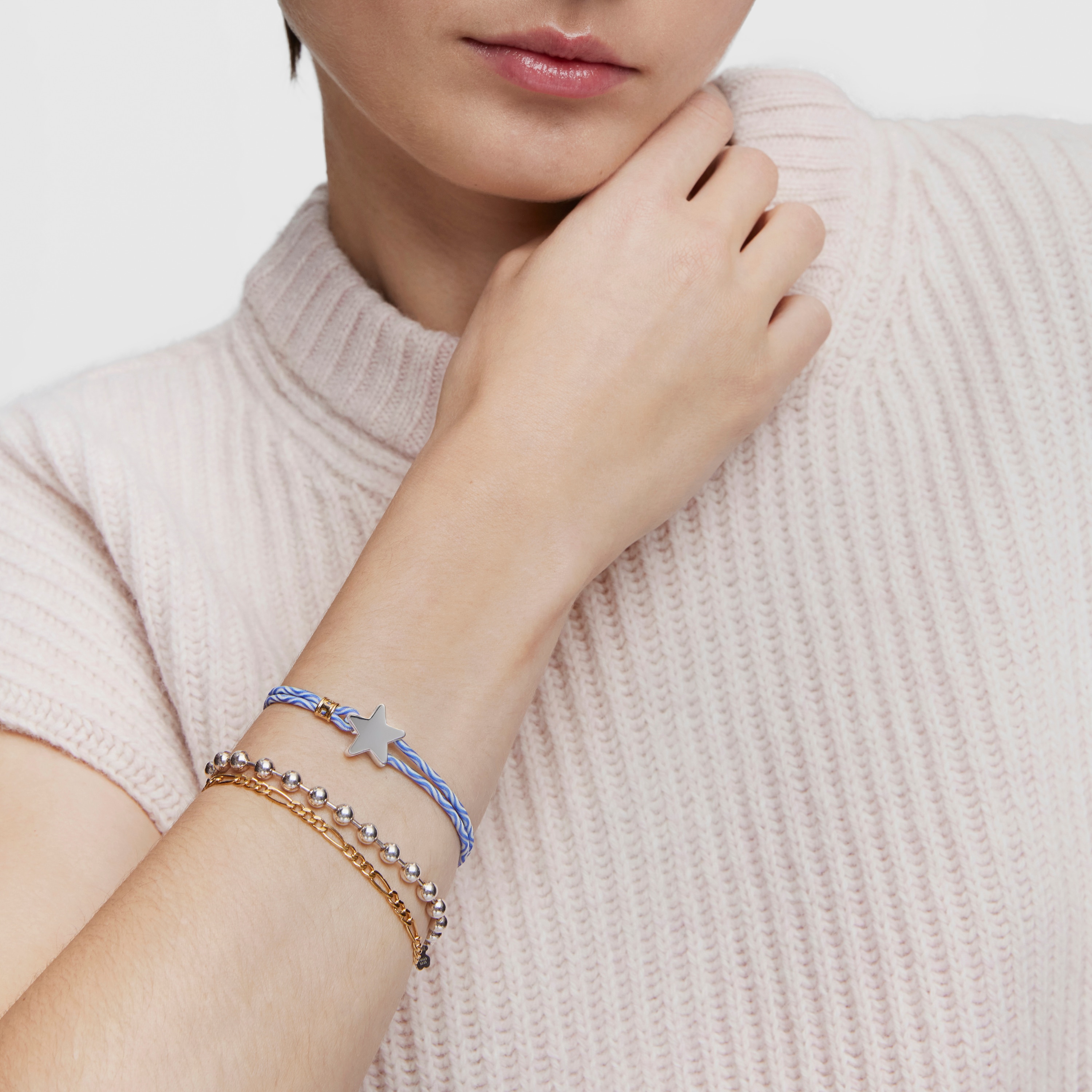 Blue elastic Bracelet with silver star Sweet Dolls