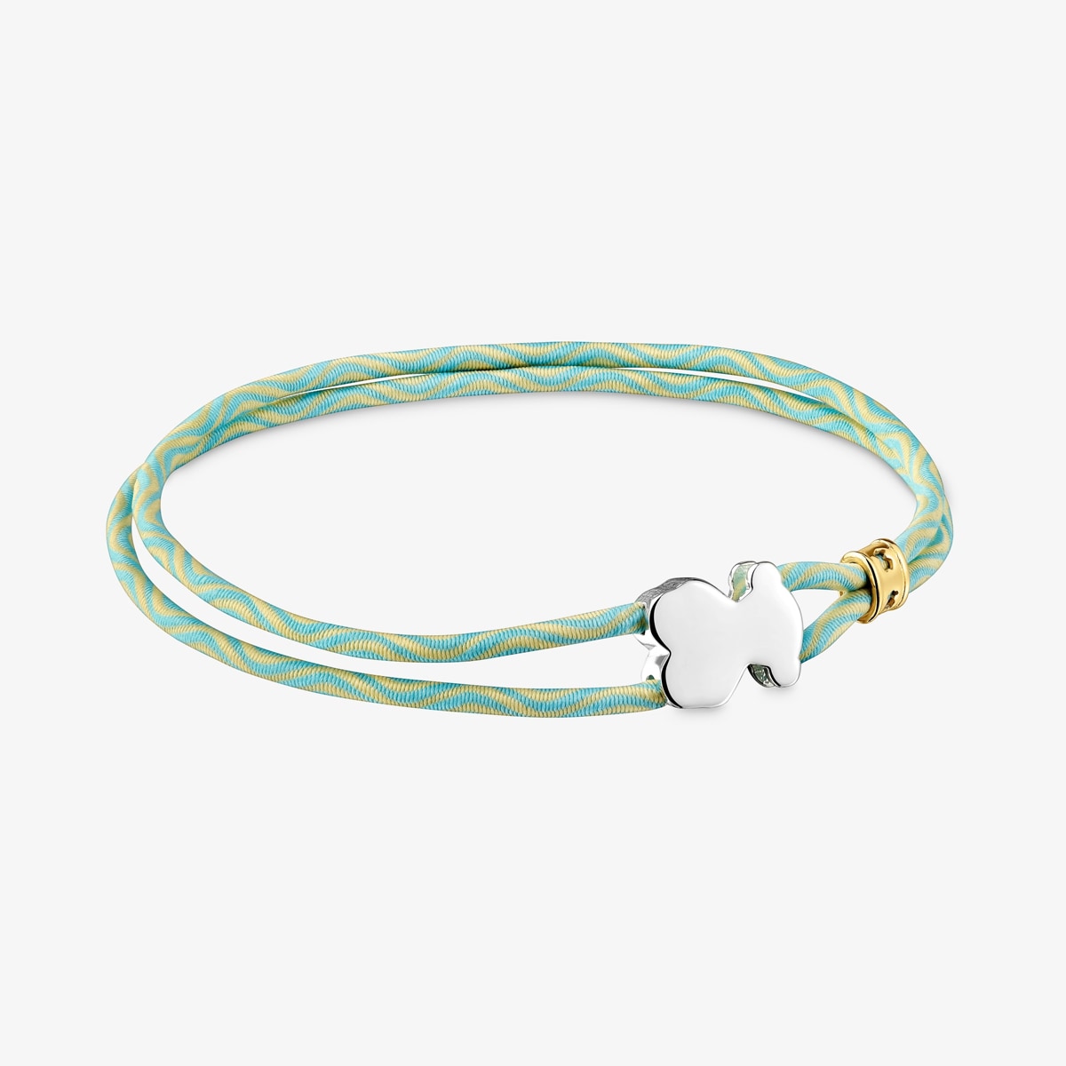 Elastisches Armband Sweet Dolls In Mintgrün Mit Bär Aus Silber