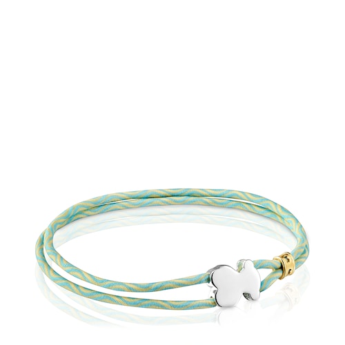 Mint-colored elastic Bracelet with silver bear Sweet Dolls