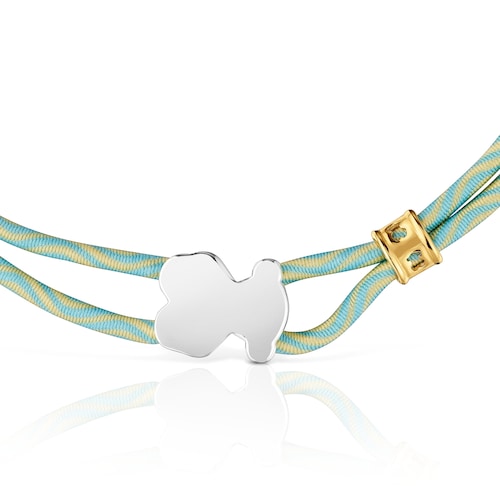 Pulsera el&aacute;stica menta con oso de plata Sweet Dolls