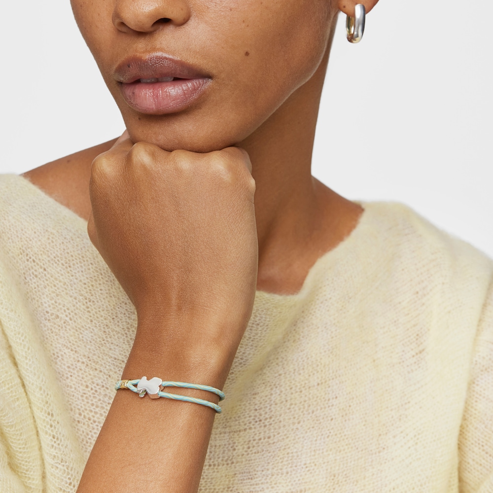 Elastick&yacute; N&aacute;ramok m&auml;tovej farby so&nbsp;strieborn&yacute;m medved&iacute;kom Sweet Dolls