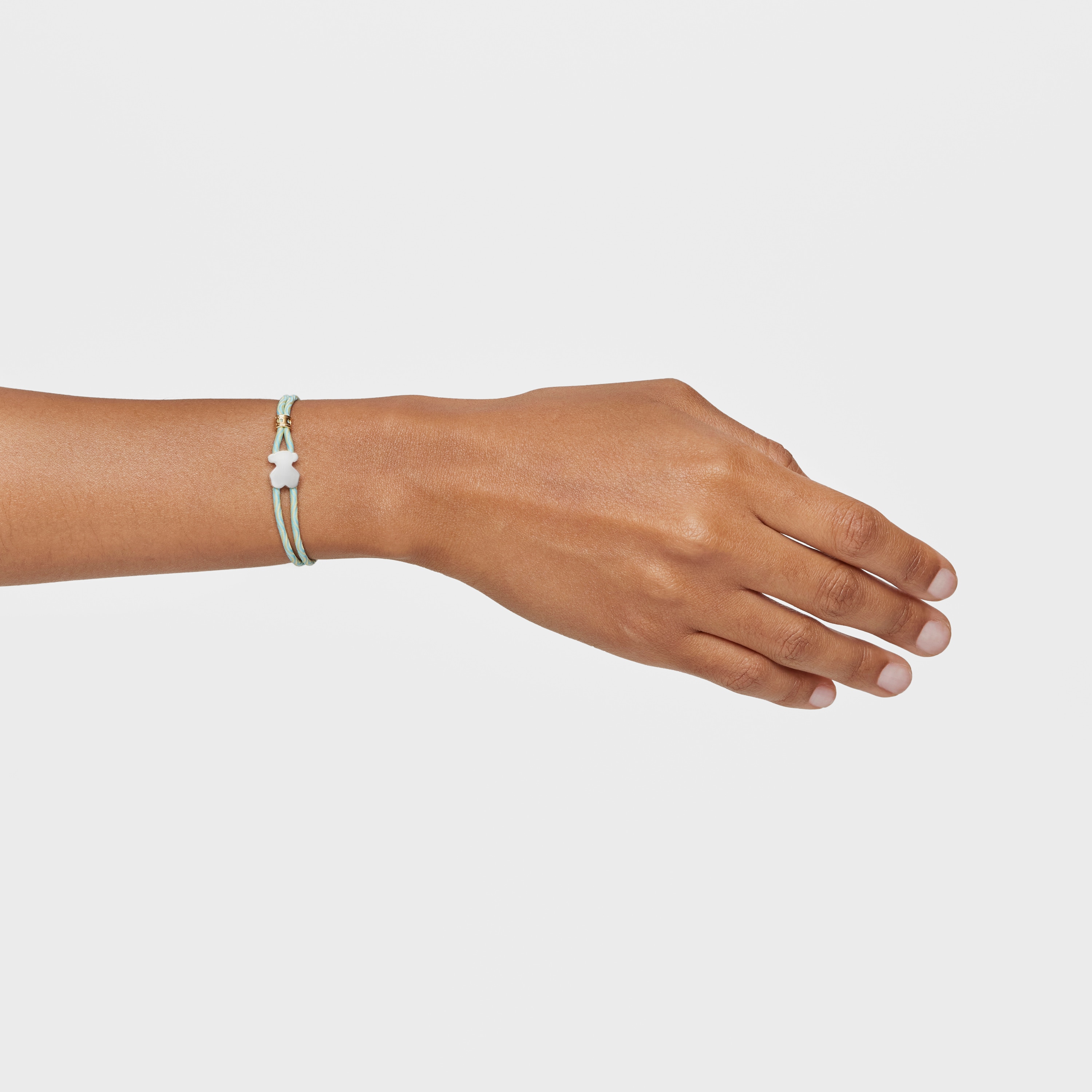 Mint-colored elastic Bracelet with silver bear Sweet Dolls