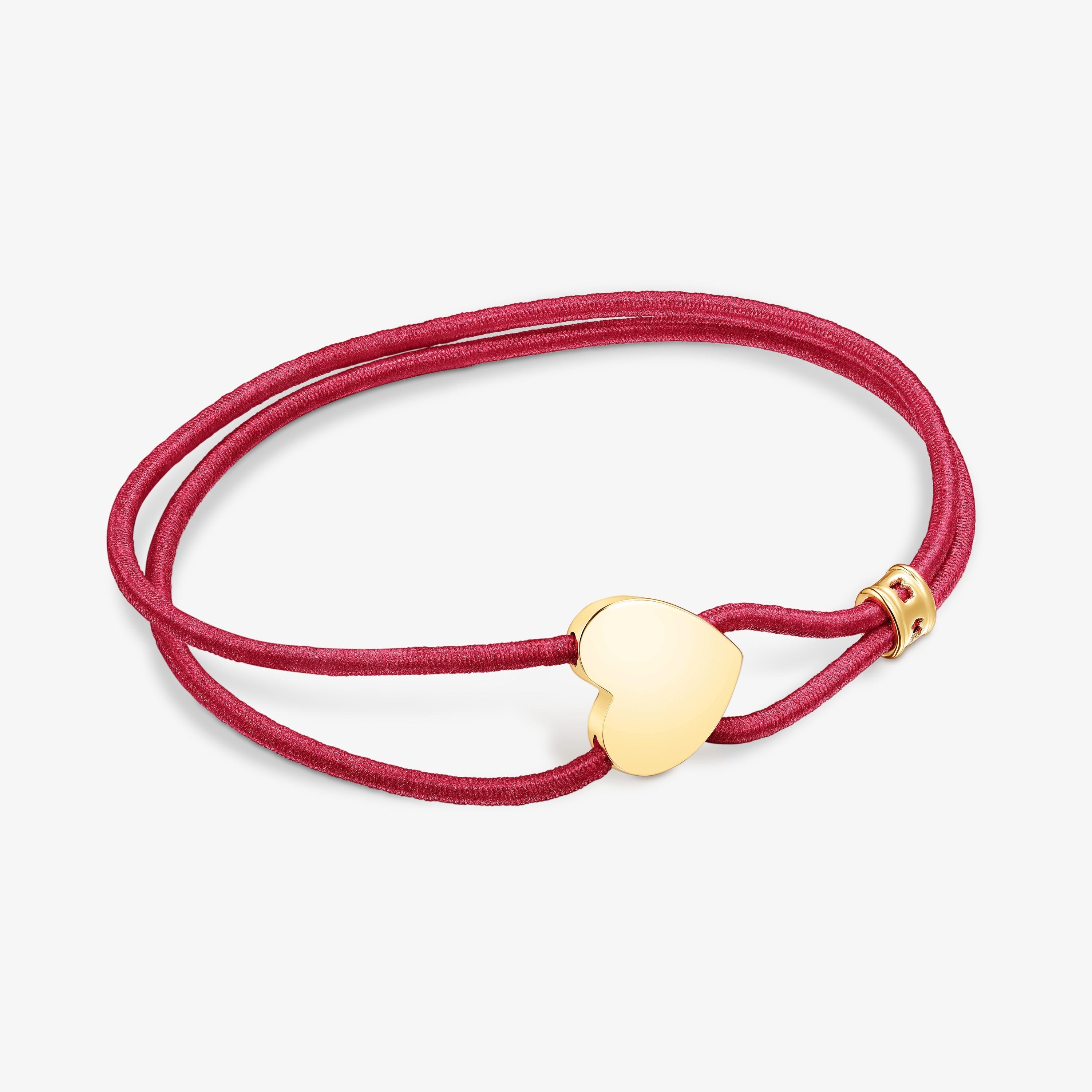 Red elastic Sweet Dolls Bracelet with silver vermeil heart