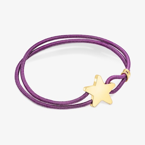 Pulsera el&aacute;stica lila con estrella con ba&ntilde;o de oro 18 kt sobre plata Sweet Dolls