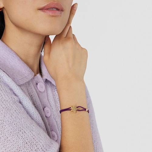 Pulsera elástica lila con estrella con baño de oro 18 kt sobre plata Sweet Dolls