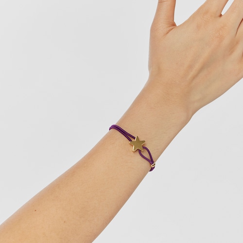 Pulsera elástica lila con estrella con baño de oro 18 kt sobre plata Sweet Dolls