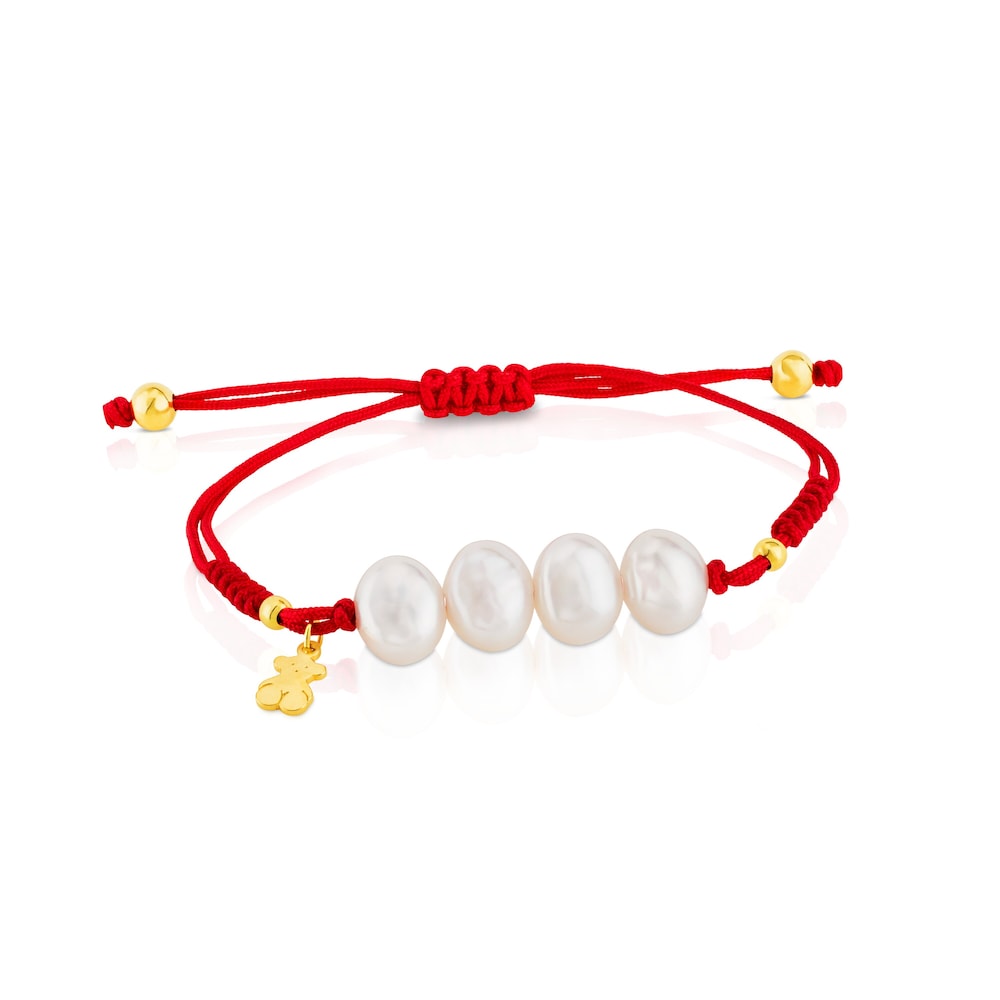 Pulsera con baño de oro 18 kt sobre plata y perlas cultivadas TOUS Nudos image number 0