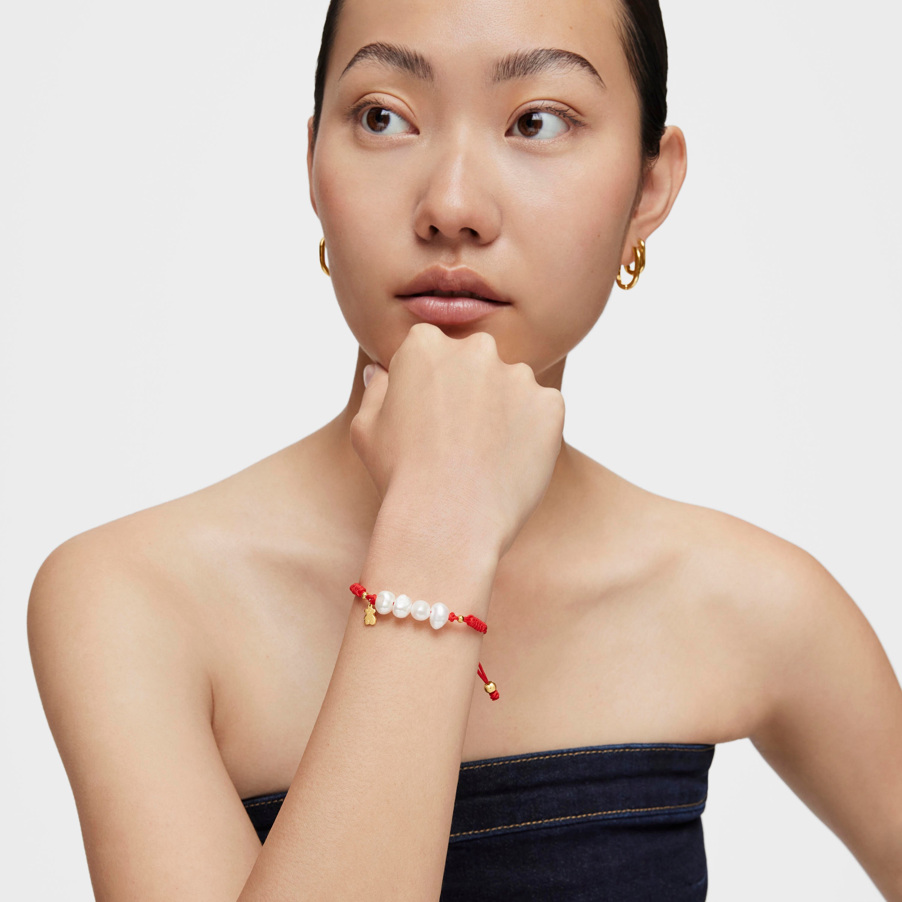 18K gold vermeil TOUS Nudos Bracelet with pearls