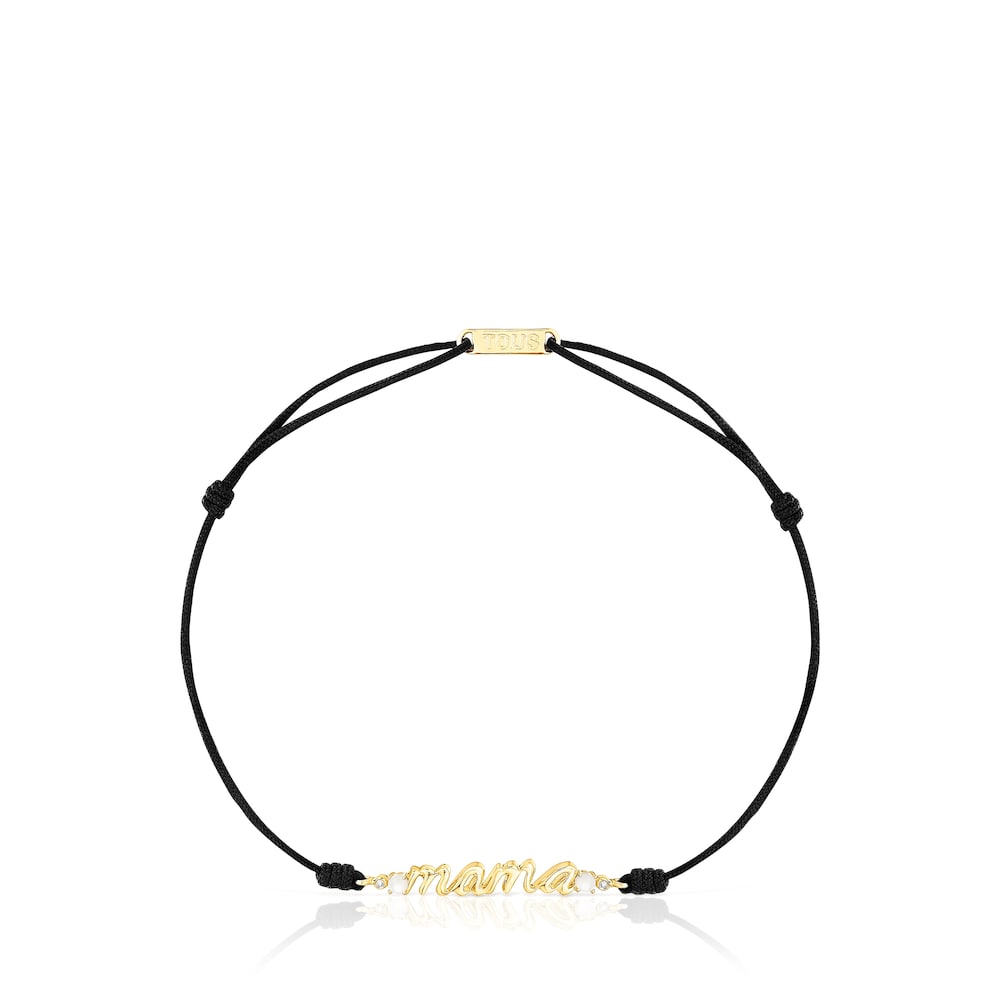 Gold TOUS Mama Bracelet with nylon, diamonds and mother-of-pearl Gold TOUS Mama Bracelet with nylon, diamonds and mother-of-pearl