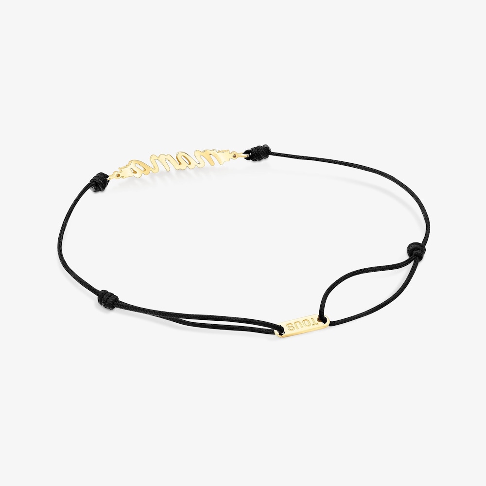 18K Solid Gold TOUS Mama Bracelet with nylon, diamonds and mother-of-pearl