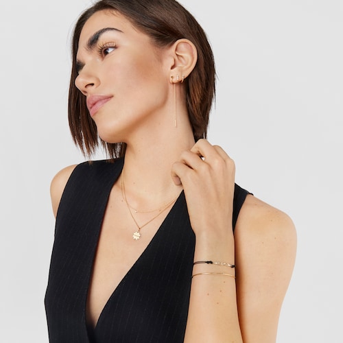 Gold TOUS Mama Bracelet with nylon, diamonds and mother-of-pearl
