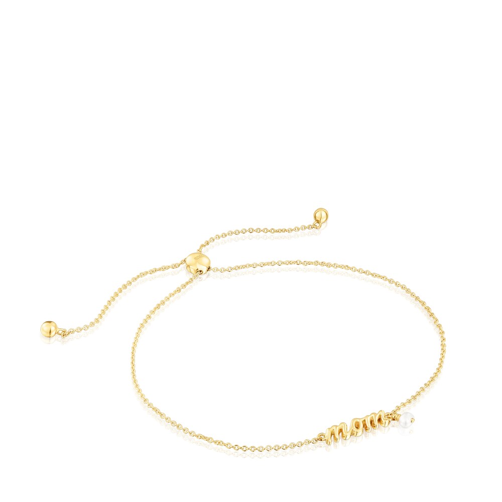 Gold TOUS Mama Mom Bracelet with cultured pearl image number 0