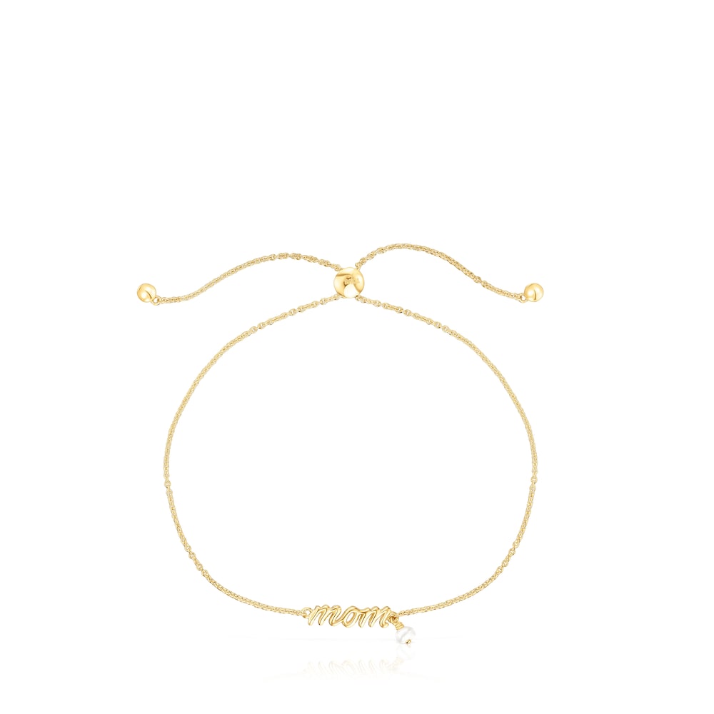 Gold TOUS Mama Mom Bracelet with cultured pearl image number 1