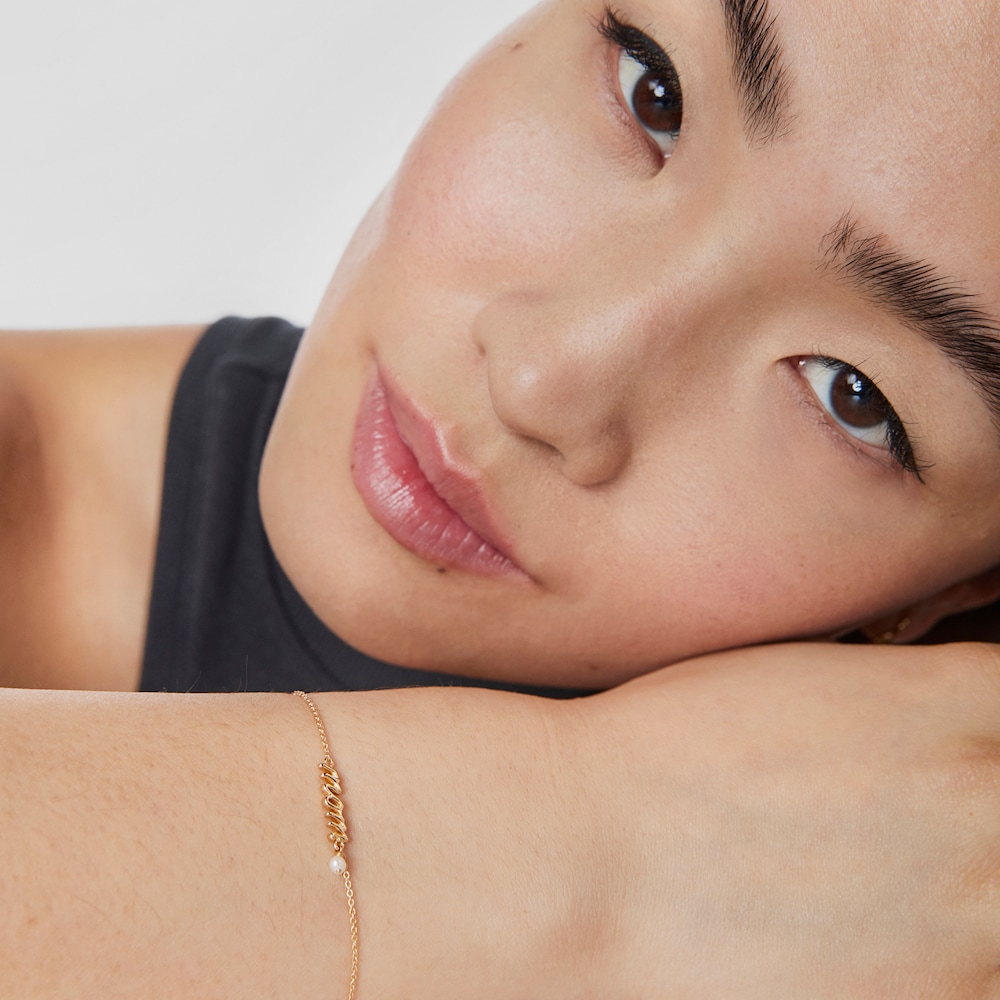Gold TOUS Mama Mom Bracelet with cultured pearl image number 5